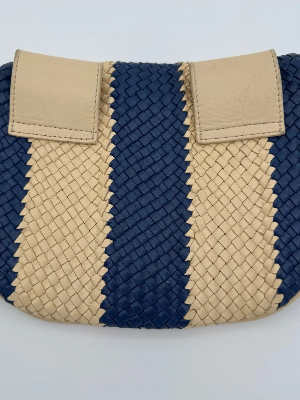Clare V. Tan and Navy Woven Leather Belt Bag